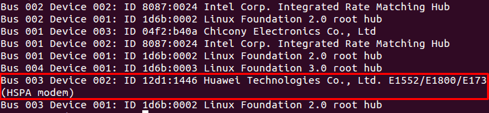 Lsusb - Cara Setting Gammu dengan Modem Huawei E171 di Linux Ubuntu