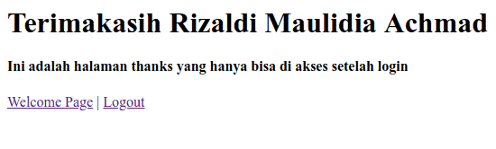 Halaman Thanks - Cara Mudah Membuat Form Login dengan Codeigniter dan MySQL