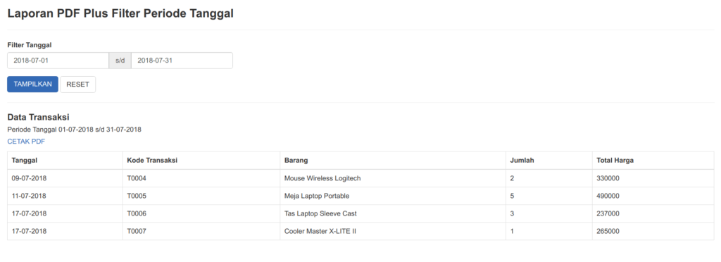 Cara Membuat Laporan Pdf Plus Filter Periode Tanggal Dengan Codeigniter